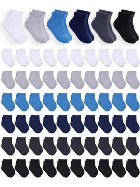 60 Pairs Newborn Baby Socks - Soft Cotton Infant Anklets Unisex, Bulk Set